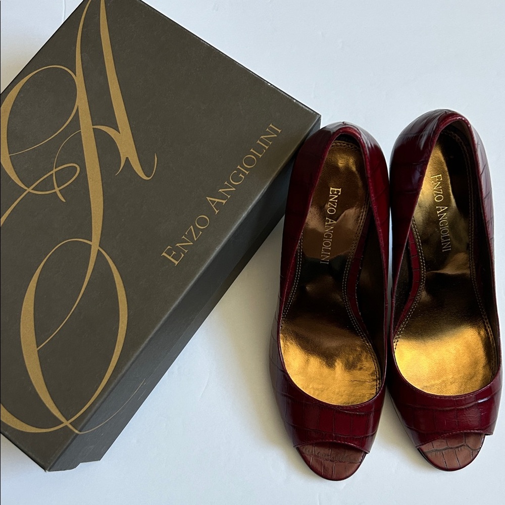 Enzo Angiolini Eamerryann Burgundy Peep-Toe Heels